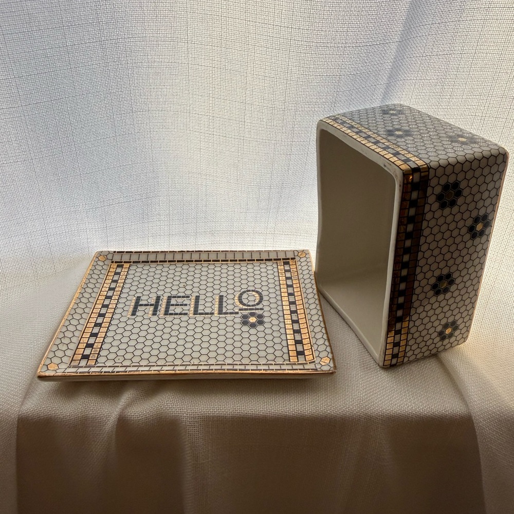 Rare Anthropologie bistro tile butter dish